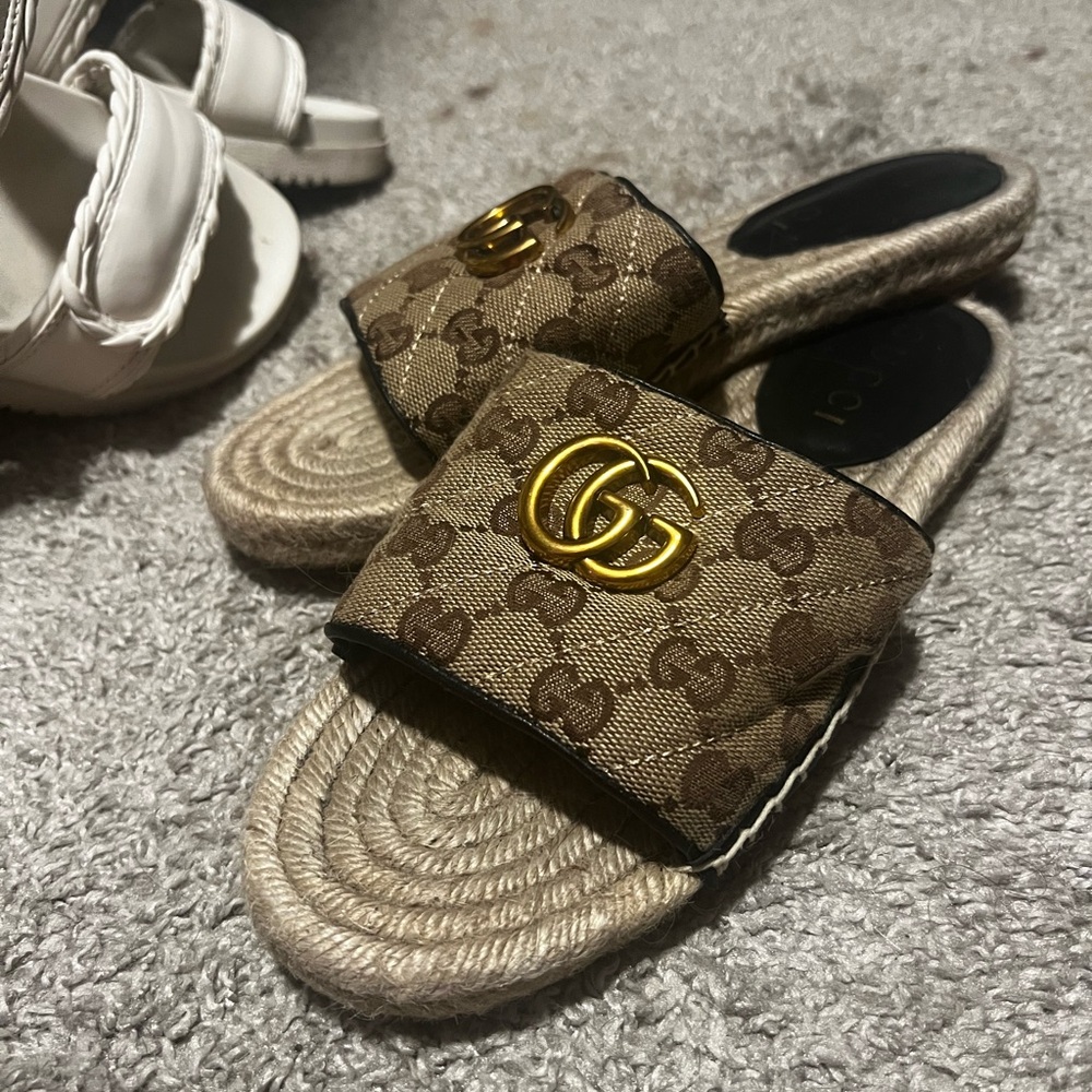 Gucci Brown Espadrille Shoes with Iconic Design